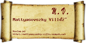 Mattyasovszky Villő névjegykártya